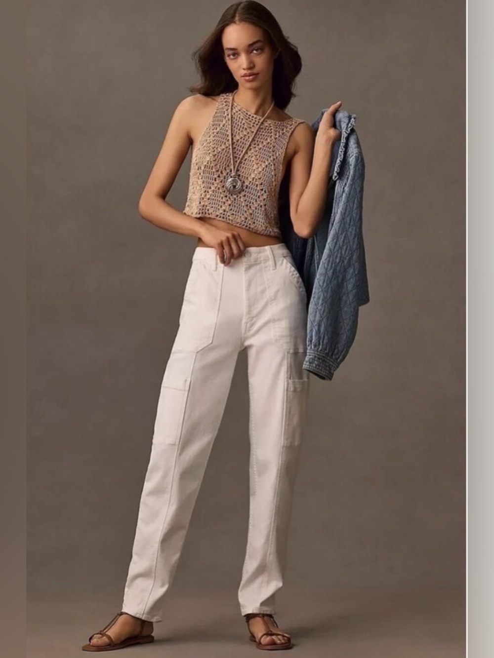 Mother White Private Double-Pocket Jeans 24